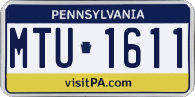 PA license plate MTU1611