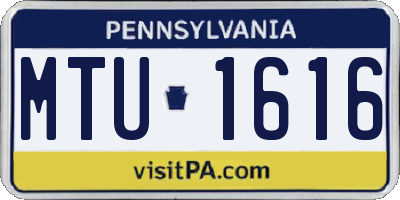 PA license plate MTU1616