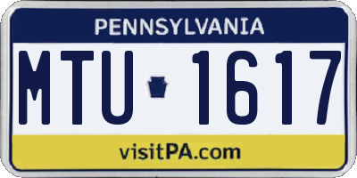 PA license plate MTU1617