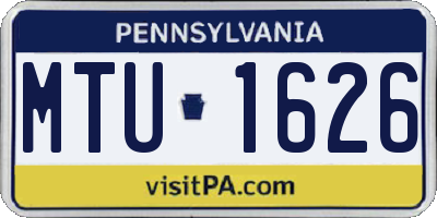 PA license plate MTU1626