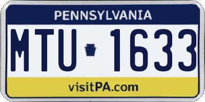 PA license plate MTU1633