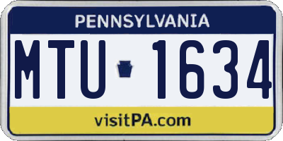PA license plate MTU1634
