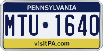 PA license plate MTU1640