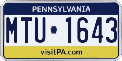 PA license plate MTU1643
