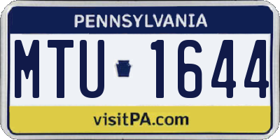 PA license plate MTU1644