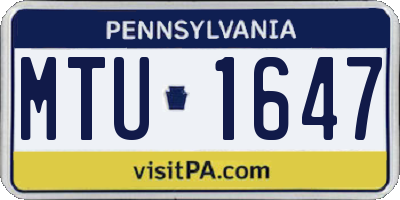 PA license plate MTU1647