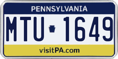 PA license plate MTU1649