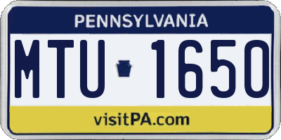 PA license plate MTU1650