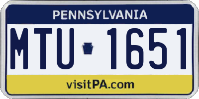 PA license plate MTU1651