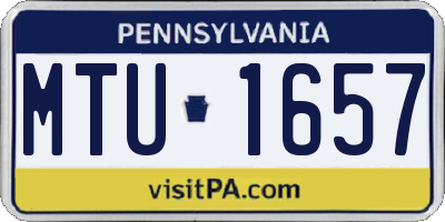 PA license plate MTU1657