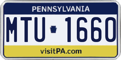 PA license plate MTU1660