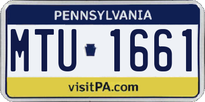 PA license plate MTU1661