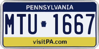 PA license plate MTU1667