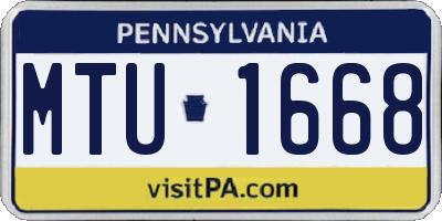 PA license plate MTU1668