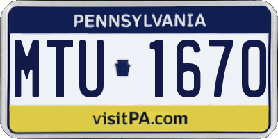 PA license plate MTU1670
