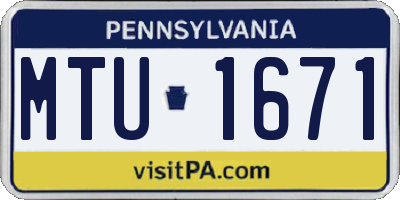 PA license plate MTU1671