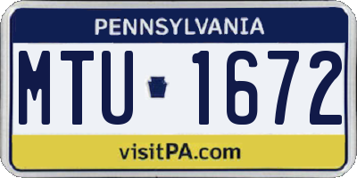 PA license plate MTU1672