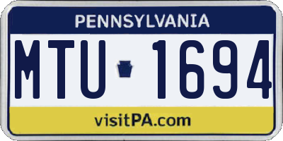 PA license plate MTU1694