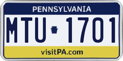 PA license plate MTU1701