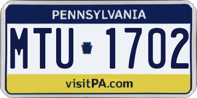PA license plate MTU1702