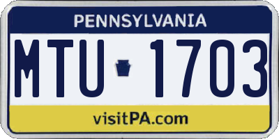 PA license plate MTU1703