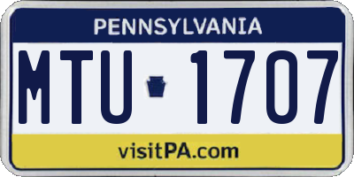 PA license plate MTU1707
