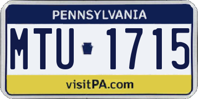 PA license plate MTU1715