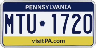 PA license plate MTU1720