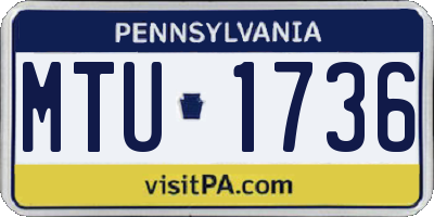 PA license plate MTU1736