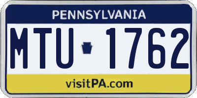 PA license plate MTU1762