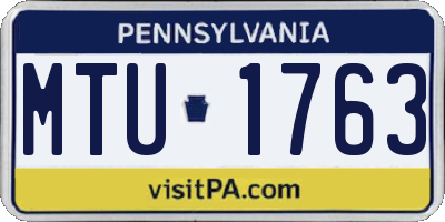 PA license plate MTU1763