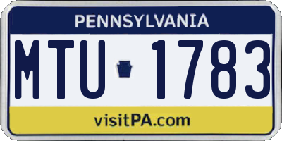 PA license plate MTU1783