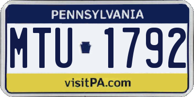 PA license plate MTU1792
