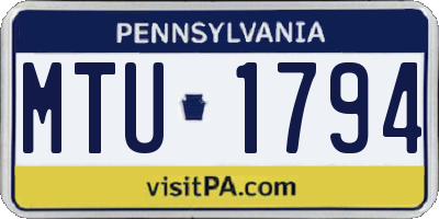 PA license plate MTU1794