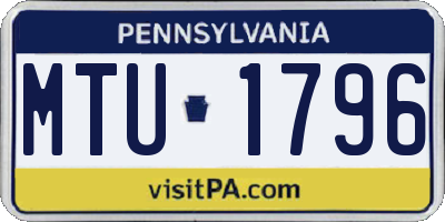 PA license plate MTU1796