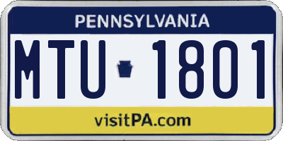 PA license plate MTU1801
