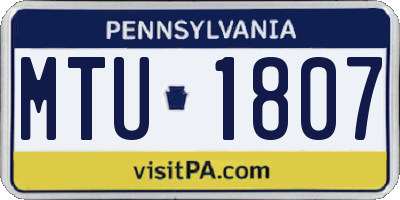 PA license plate MTU1807