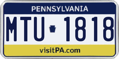 PA license plate MTU1818