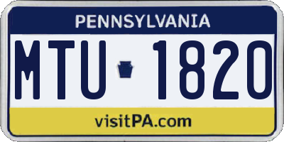 PA license plate MTU1820