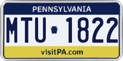 PA license plate MTU1822