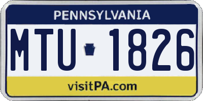 PA license plate MTU1826