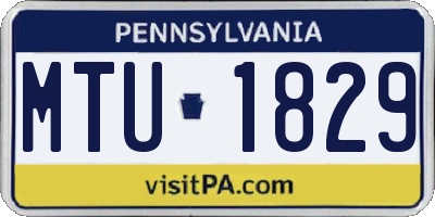 PA license plate MTU1829