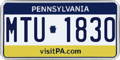 PA license plate MTU1830
