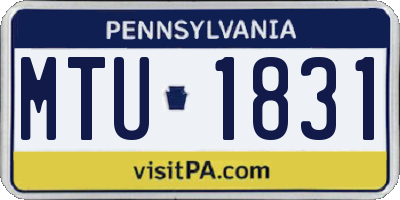 PA license plate MTU1831