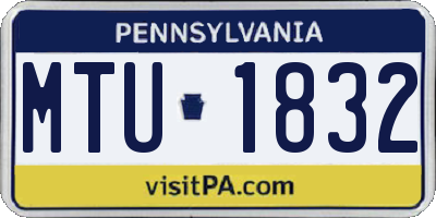 PA license plate MTU1832