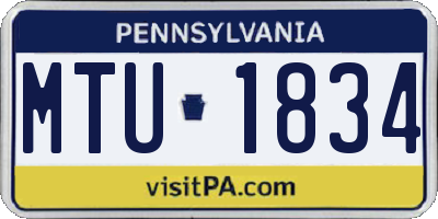 PA license plate MTU1834
