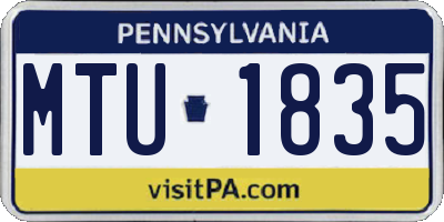 PA license plate MTU1835