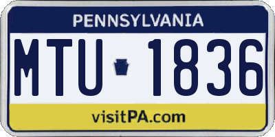 PA license plate MTU1836