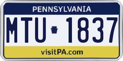 PA license plate MTU1837