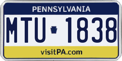 PA license plate MTU1838